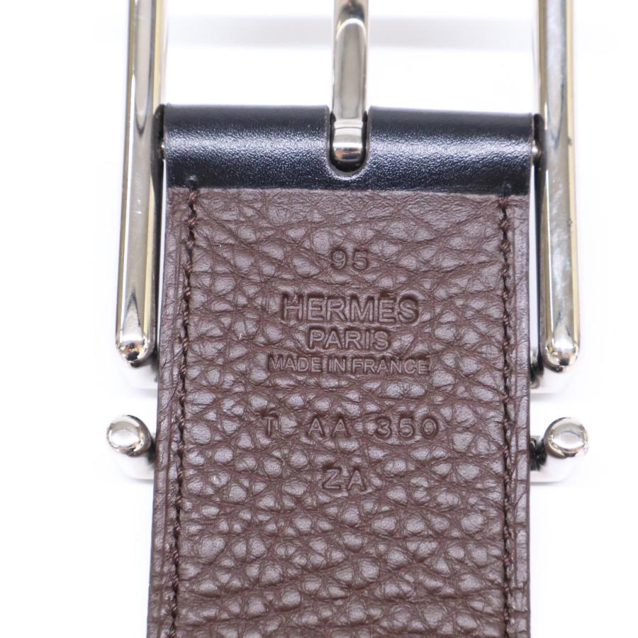 美品 HERMES エルメス ネイサン T刻 レザー リバーシブル ベルト 95