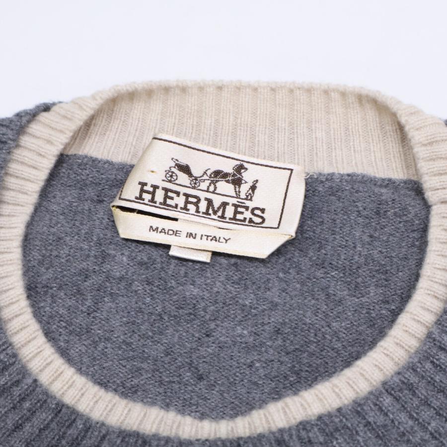 美品/ HERMES エルメス ウール レイヤード ニットセーター L メンズ