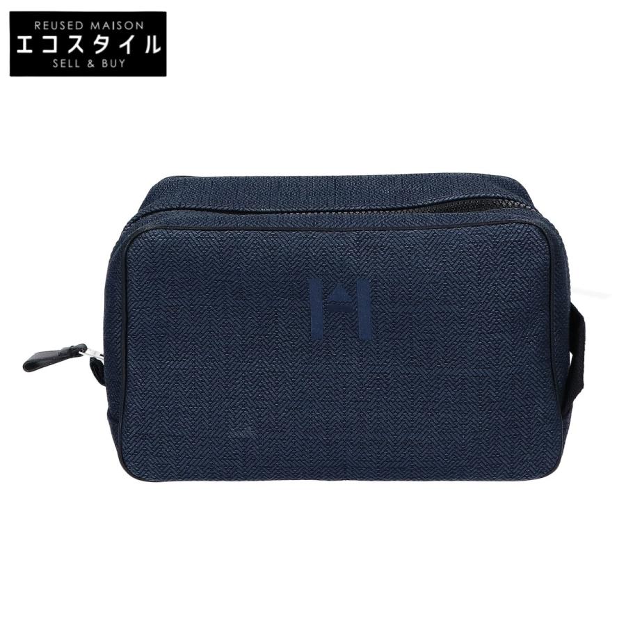 HERMES エルメス グローブトロッターMM ポーチ ネイビー セカンド