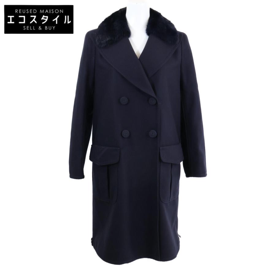 【美品】FENDI　ファー付きコート FENDI（フェンディ） 美品/ FF8570 6BZ ミンクファーカラー付 ロゴ