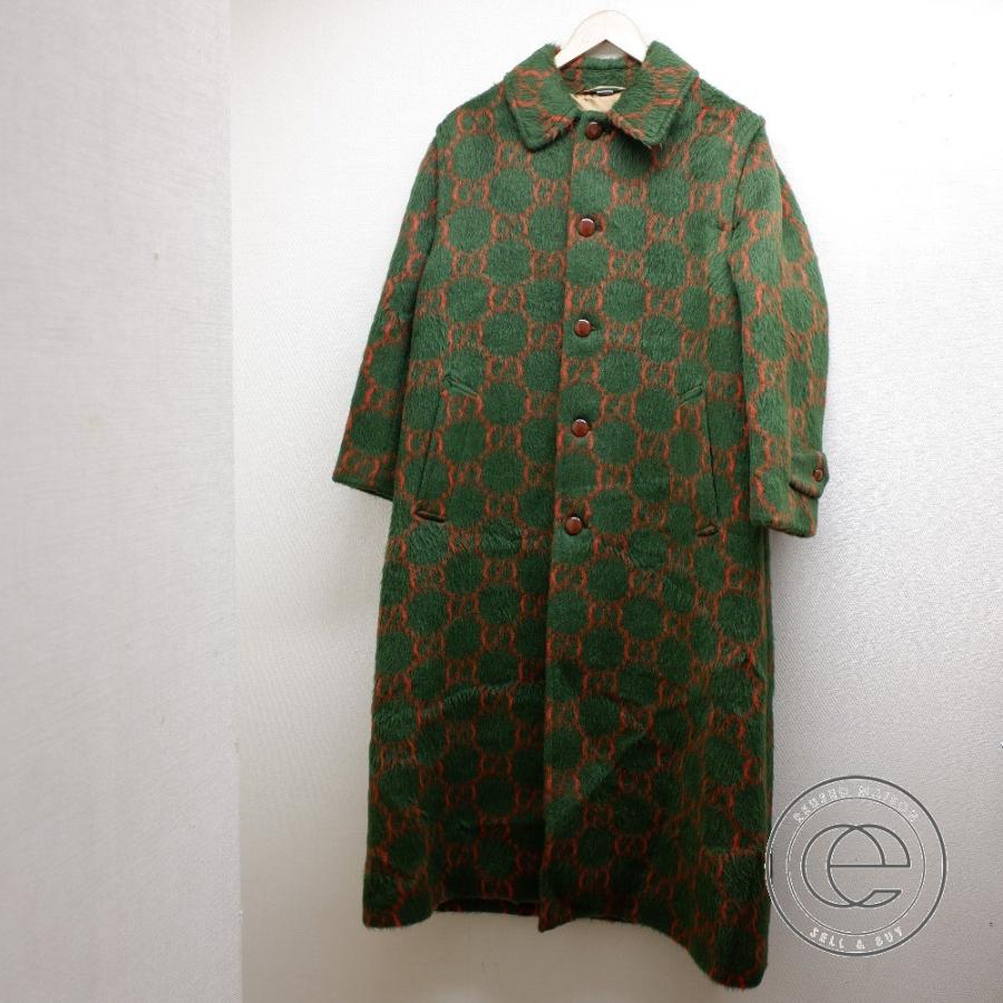 国内正規 Gucci グッチ 19aw Gg柄 起毛 ウール ロング コート グリーン メンズ 46 ブランドショップエコスタイル 通販 Yahoo ショッピング