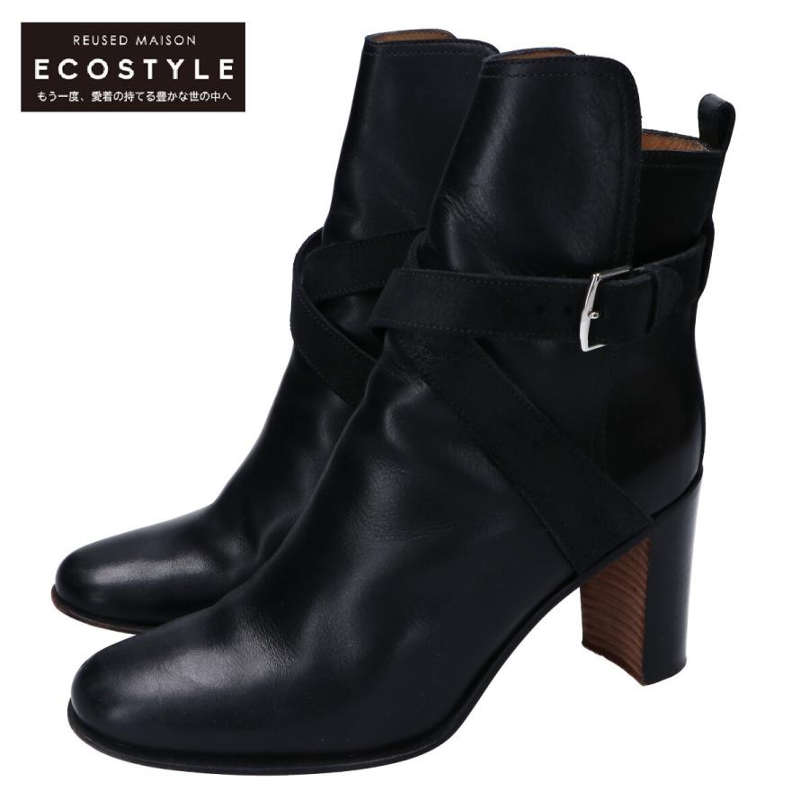 HERMES エルメス レザー ジョッパーブーツ/ シューズ 37 ブラック