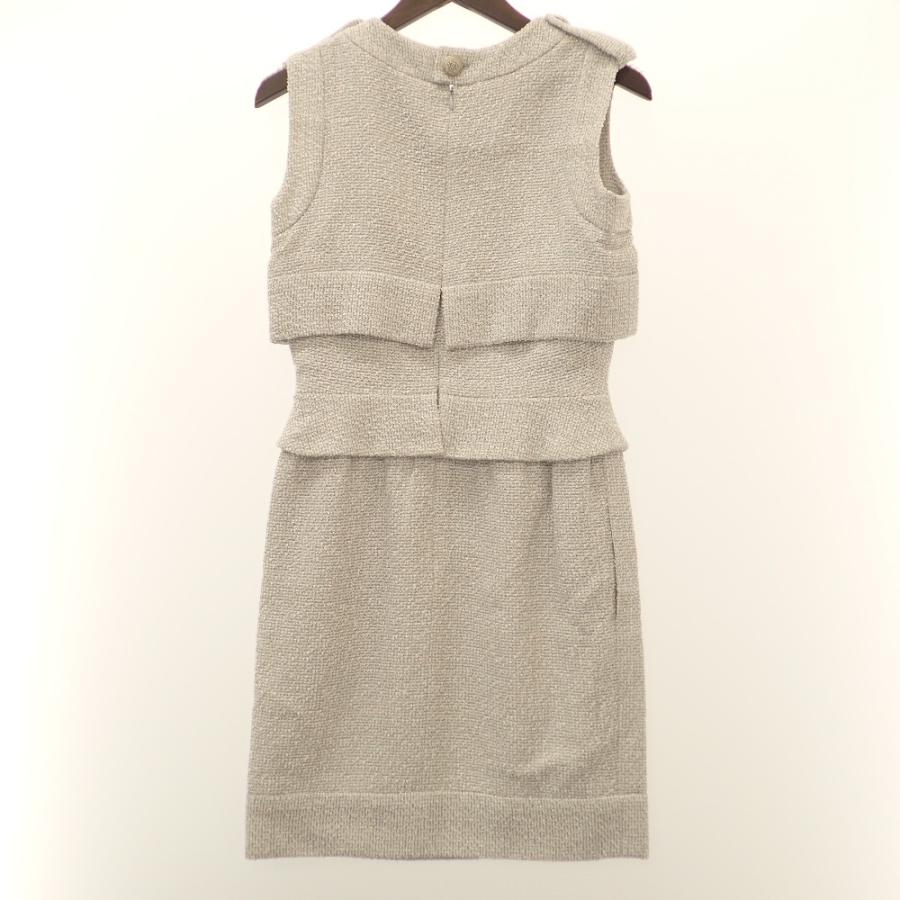 CHANEL フリンジ付きノースリーブワンピース 38