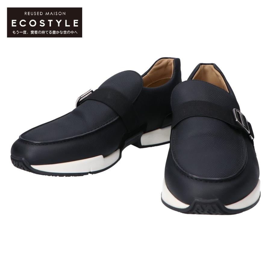 HERMES エルメス　ドライビングシューズ　スリッポン　41 エルメス ドライビングシューズ メンズ41ハーフ ブラック カーフ