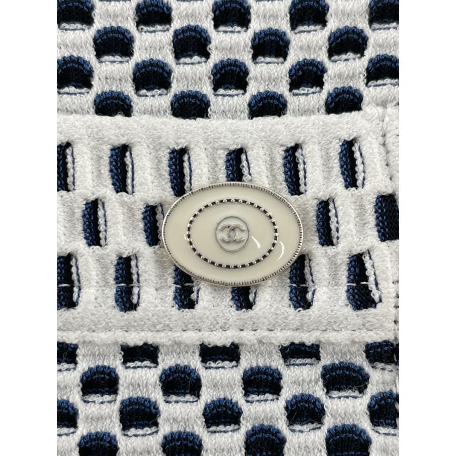 CHANEL シャネル P47955 P47956 ニットストレッチ 半袖トップス スカート 34 36 ホワイト ネイビー セットアップ CHANEL（シャネル） 美品/国内正規 P47955/P47956 ニットストレッチ