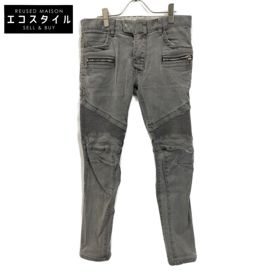 BALMAIN バルマン グレー S6HT572D423 バイカーデニム グレー 30 