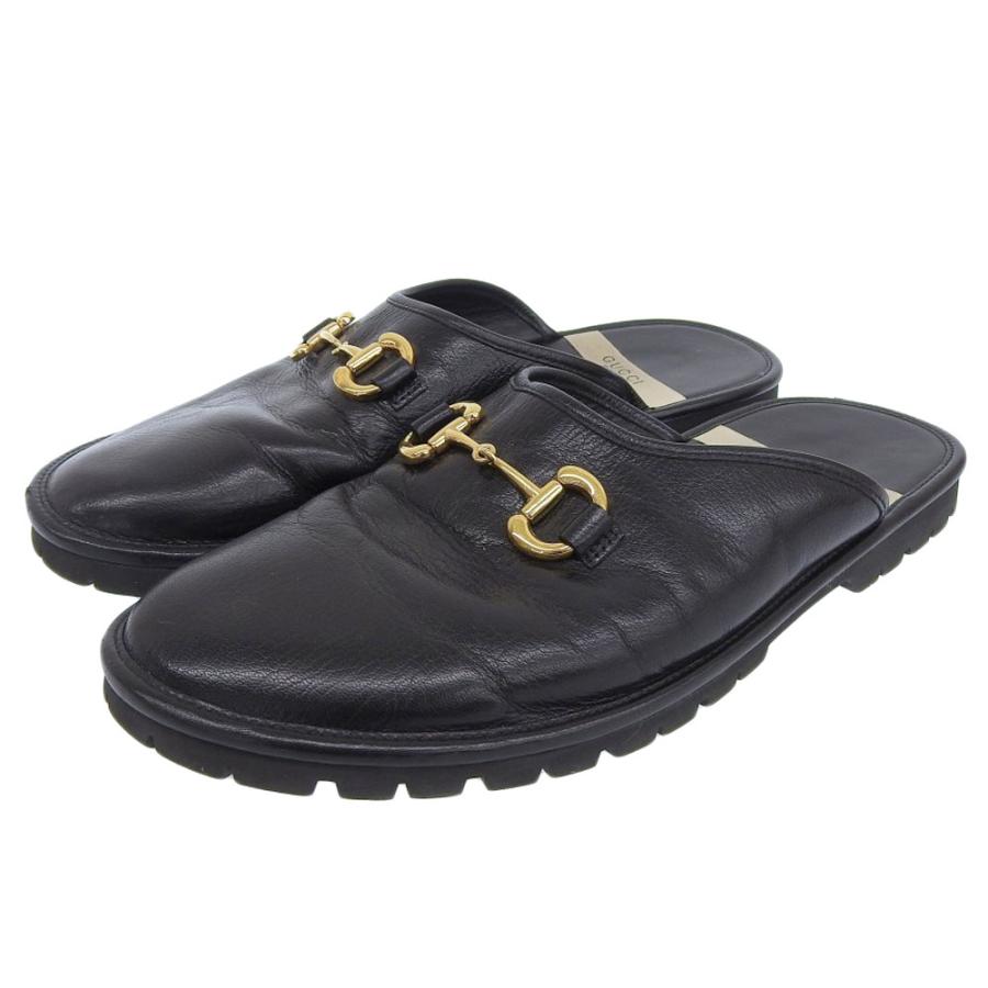 GUCCI グッチ レザー ホースビット サンダル メンズ ブラック 10 