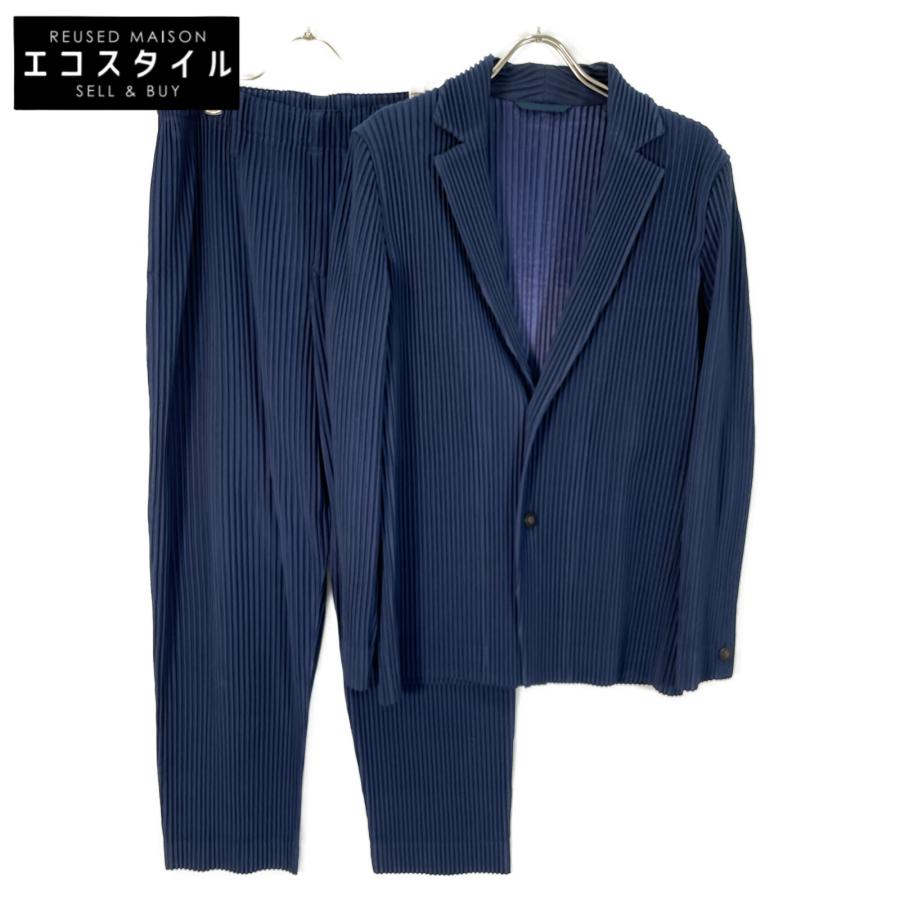 HOMME PLISSE オム プリッセ ショートプリーツジャケット ネイビー 中古・古着通販】HOMME PLISSE ISSEY MIYAKE (オムプリッセ