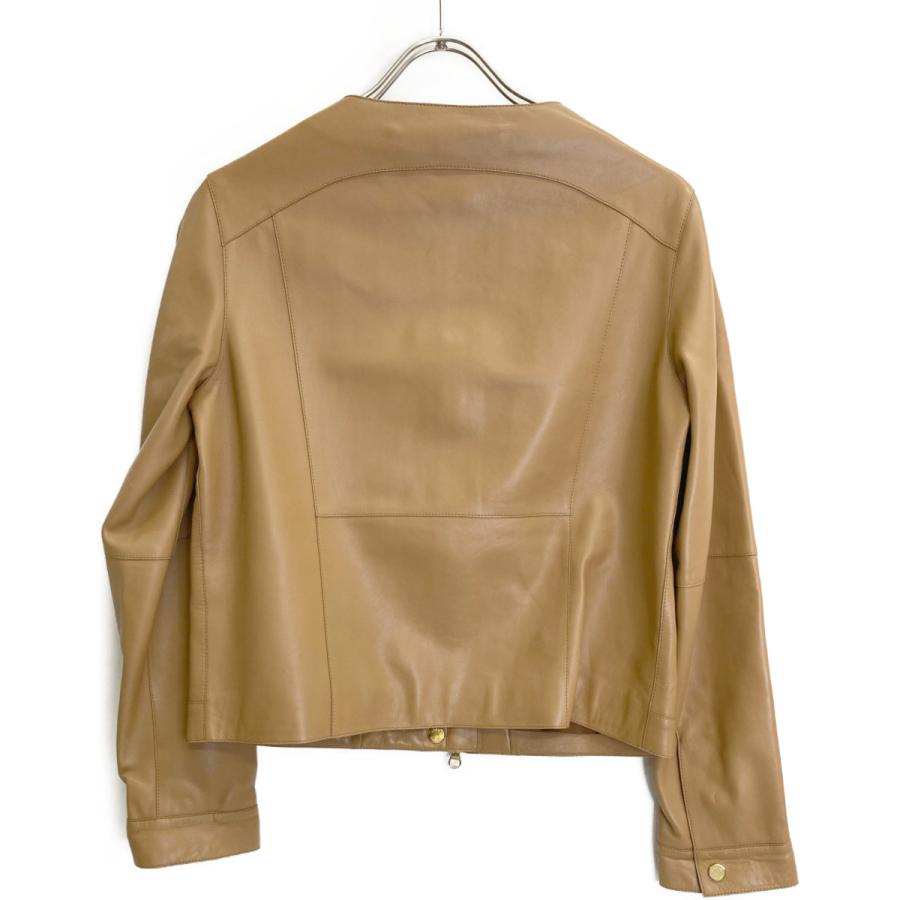 LOEWE（ロエベ） ベージュ ラムレザー ダブルジップ ノーカラー