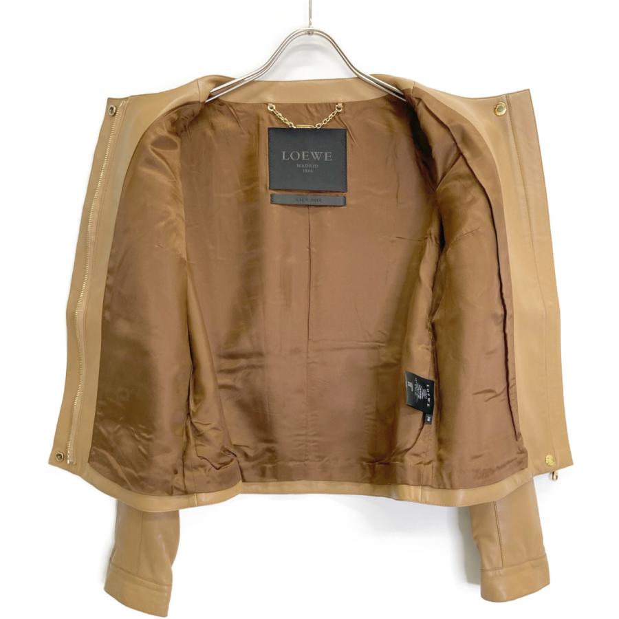 LOEWE（ロエベ） ベージュ ラムレザー ダブルジップ ノーカラー