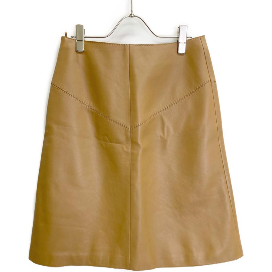 ロエベLOEWE ベージュ レザー ジャケット LOEWE（ロエベ） ベージュ ラムレザー ダブルジップ ノーカラー