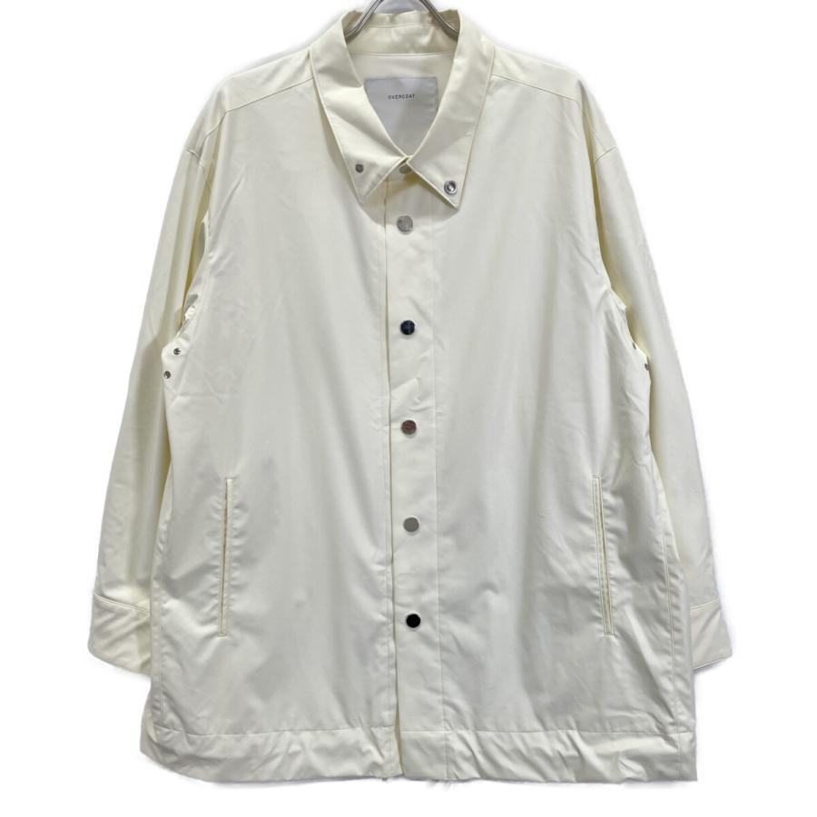 美品 オーバーコート ドロップド ショルダートップ シャツカラー アイボリー 2 ステンカラーコート コート stand neck drop shoulder jacket