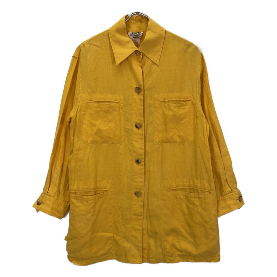 HERMES エルメス マスタード リネン カバーオールシャツ イエロー 40
