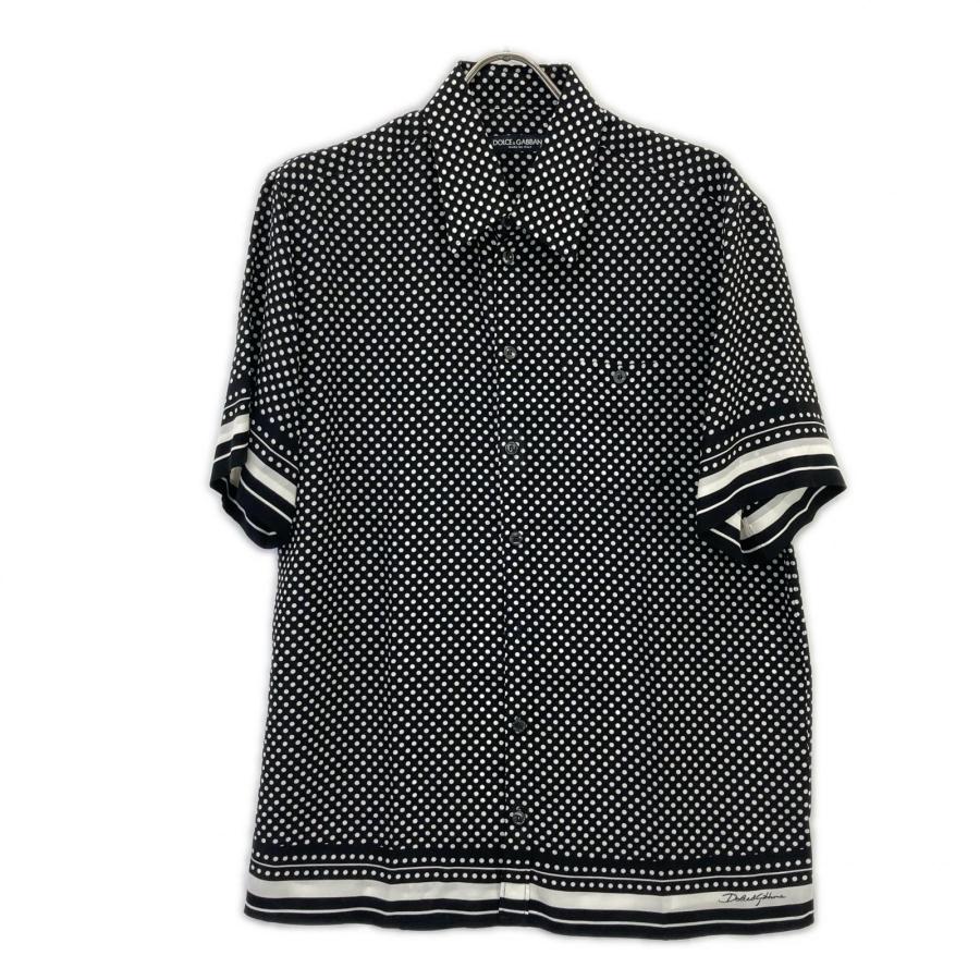 【美品】DOLCE&GABBANA 総柄シルクシャツ 36 度ブラック ドット DOLCE&GABBANA ドルチェアンドガッバーナ ブラック ドット柄 G5LG9T