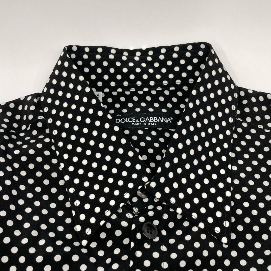 【美品】DOLCE&GABBANA 総柄シルクシャツ 36 度ブラック ドット DOLCE&GABBANA ドルチェアンドガッバーナ ブラック ドット柄 G5LG9T