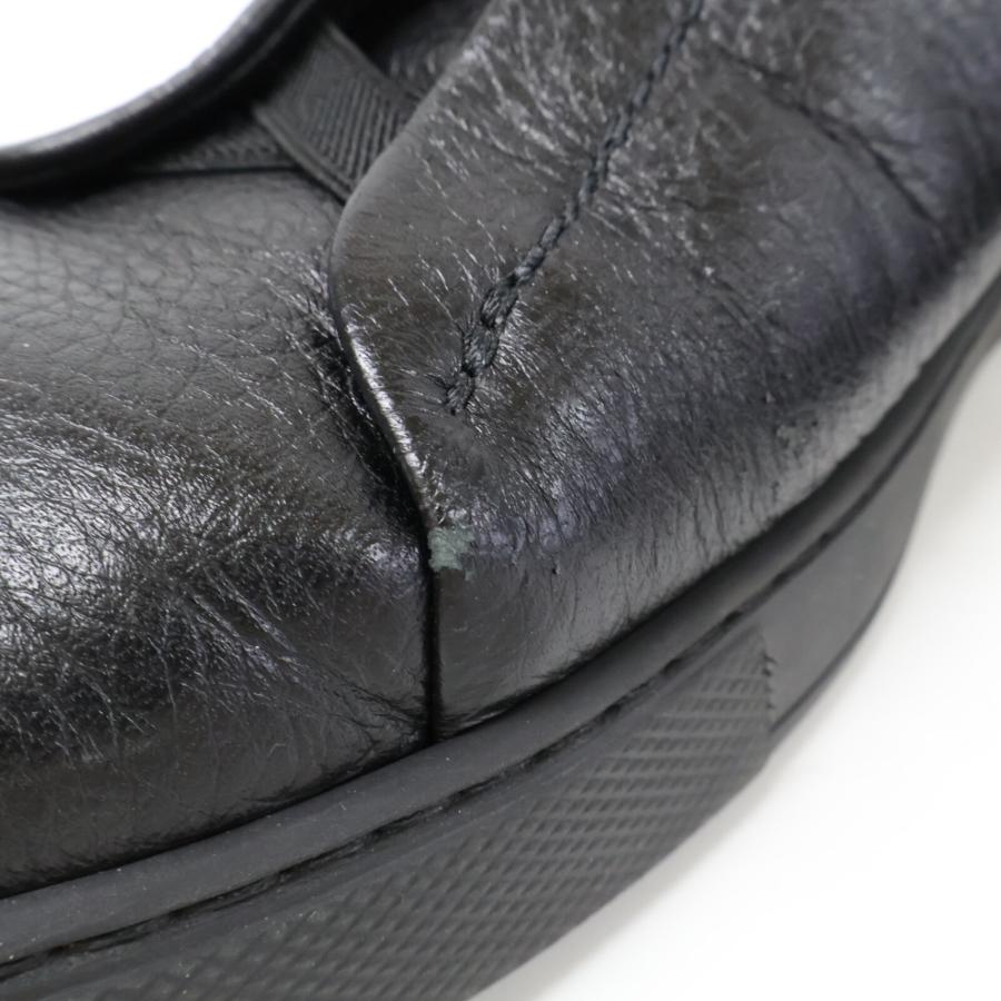 美品✨️ ゼニア トリプルステッチ パンチング レザー メンズ 27.5cm相当 ZEGNA ゼニア ブラック TRIPLE STITCH S46672 レザー スニーカー UK8