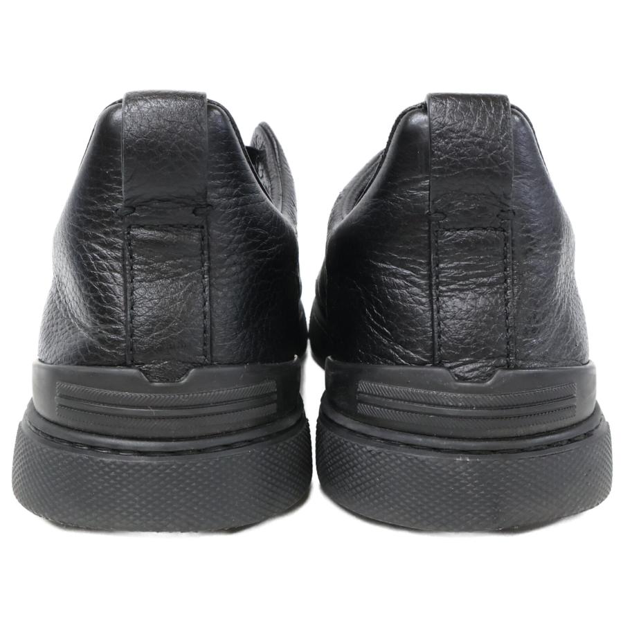 美品✨️ ゼニア トリプルステッチ パンチング レザー メンズ 27.5cm相当 ZEGNA ゼニア ブラック TRIPLE STITCH S46672 レザー スニーカー UK8