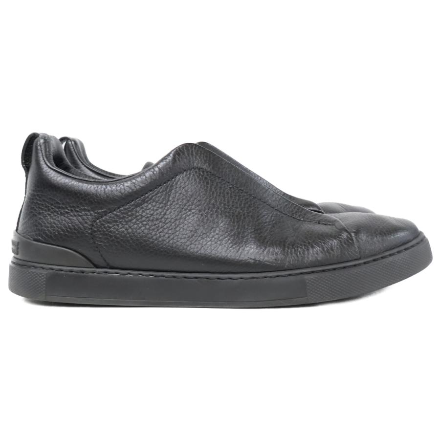 ZEGNA ゼニア ブラック TRIPLE STITCH S46672 レザー スニーカー UK8 