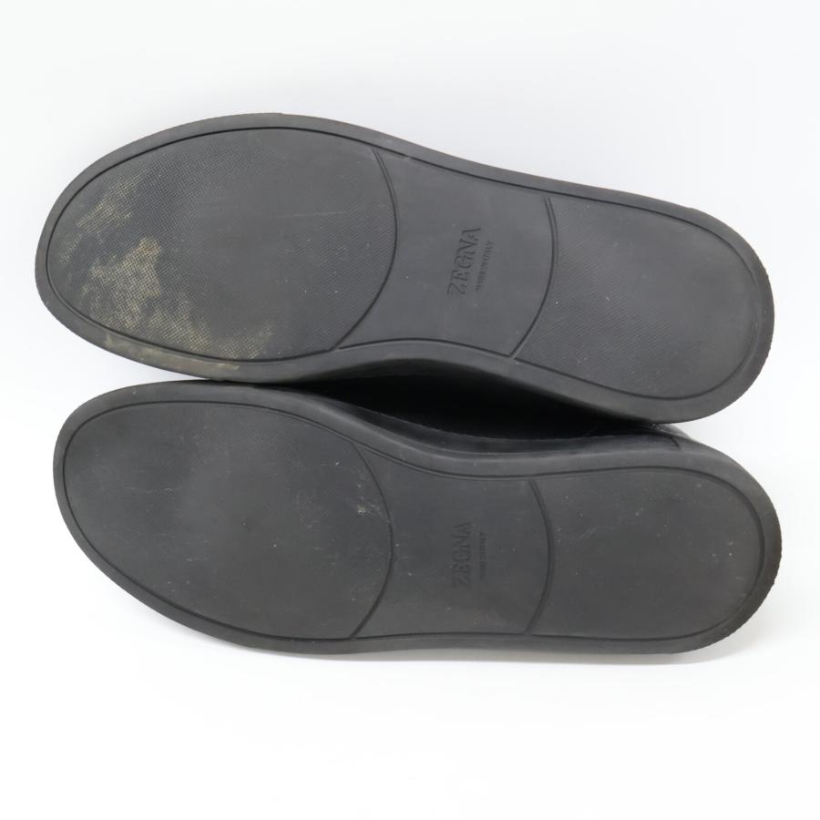 ZEGNA ゼニア ブラック TRIPLE STITCH S46672 レザー スニーカー UK8