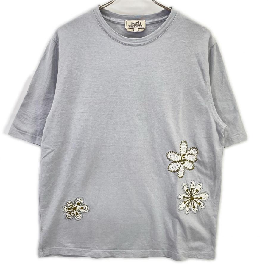 エルメス　フルール・ジグザグTシャツ サイズL グリーン系　HERMES 美品/国内正規/25年製 HERMES エルメス H557890HA Fleurs zigzag 半袖T