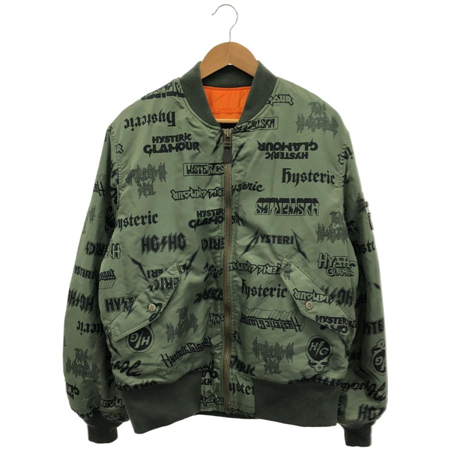 希少 ヒステリックグラマー ファイヤーマンジャケット ウーマンオンスカル カーキ HYSTERIC GLAMOUR ヒステリックグラマー 総柄 カーキ 02173AB04 MA-1