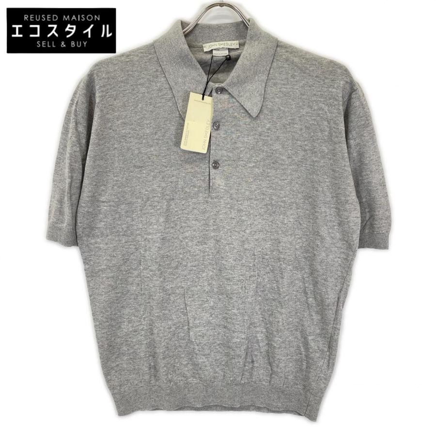 JOHN SMEDLEY 半袖 ポロニット S ウール グレー系 JOHN SMEDLEY（ジョンスメドレー） ライトグレー コットン 半袖ニット