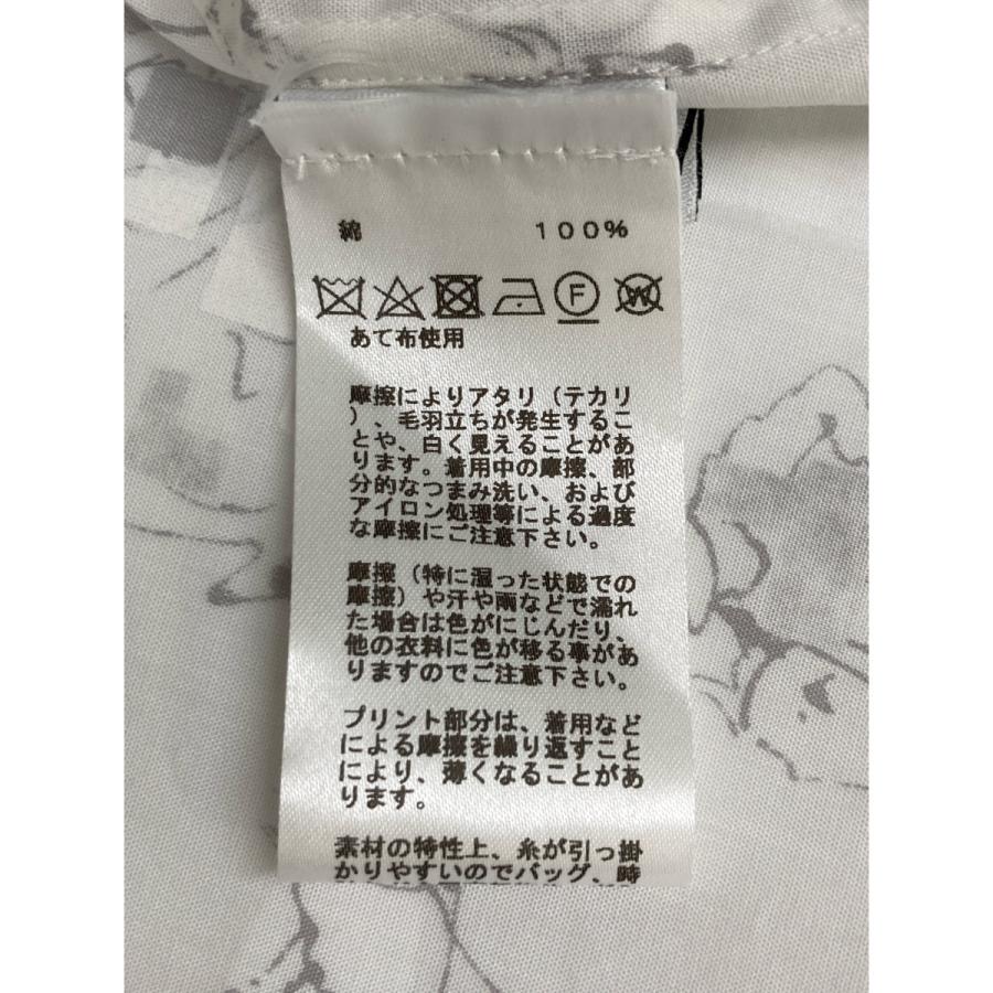 HERMES エルメス 白 総柄 コットンシャツ グレー ホワイト 37 HERMES エルメス 白 総柄 コットンシャツ グレー ホワイト 37