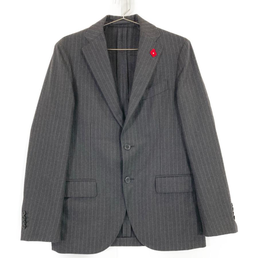 LARDINI ダブル ウール ストライプ スーツ セットアップグレー 50