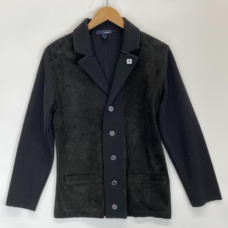 LARDINI ニットジャケット ブラック（黒） LARDINI（ラルディーニ） ブラック レザー×ニット 異素材 切り替え