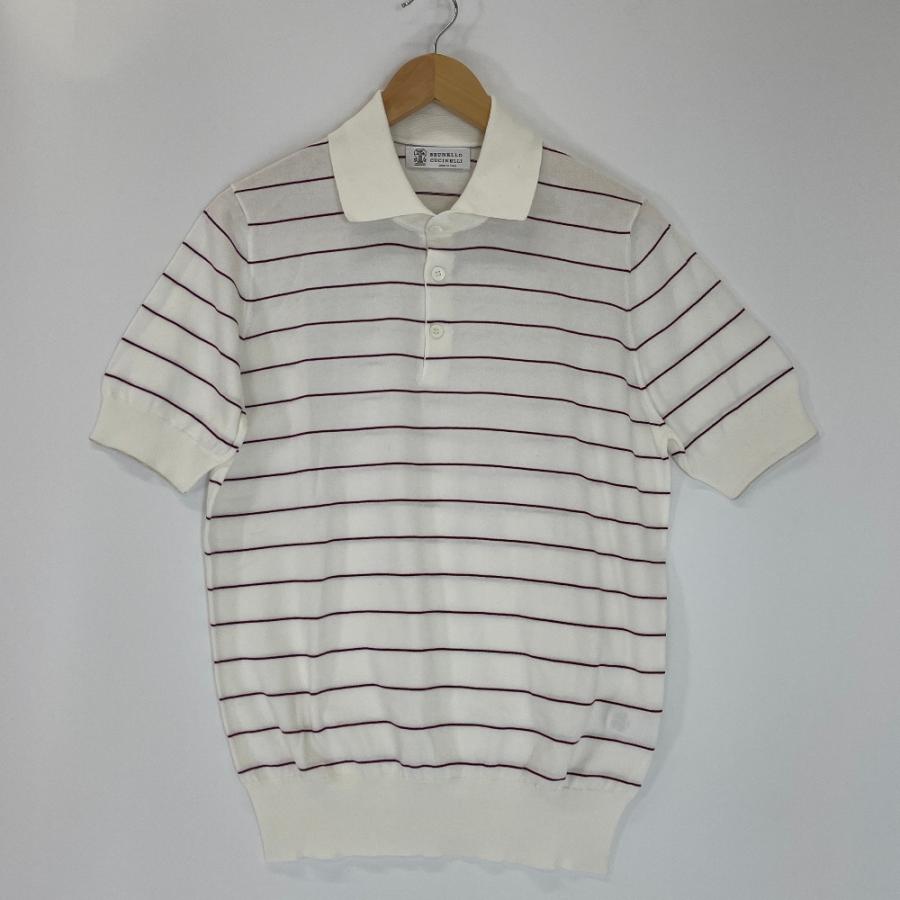 美品/ Brunello Cucinelli ブルネロクチネリ コットン ボーダー ニット