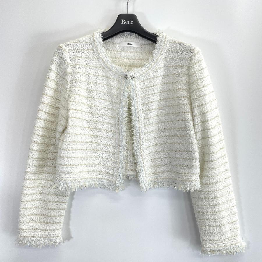 Rene ルネ ノーカラージャケット 白 ホワイト系 シルク混 34サイズ Rene（ルネ） ジャケット 34 ホワイト レディース : ZOZOTOWN Yahoo!店