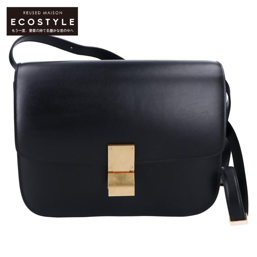 セリーヌ ショルダーバッグ クラシックボックス ミディアム ボックスカーフレザー 189173DLS CELINE 黒 セリーヌ ショルダーバッグ クラシックボックス ミディアム ボックス
