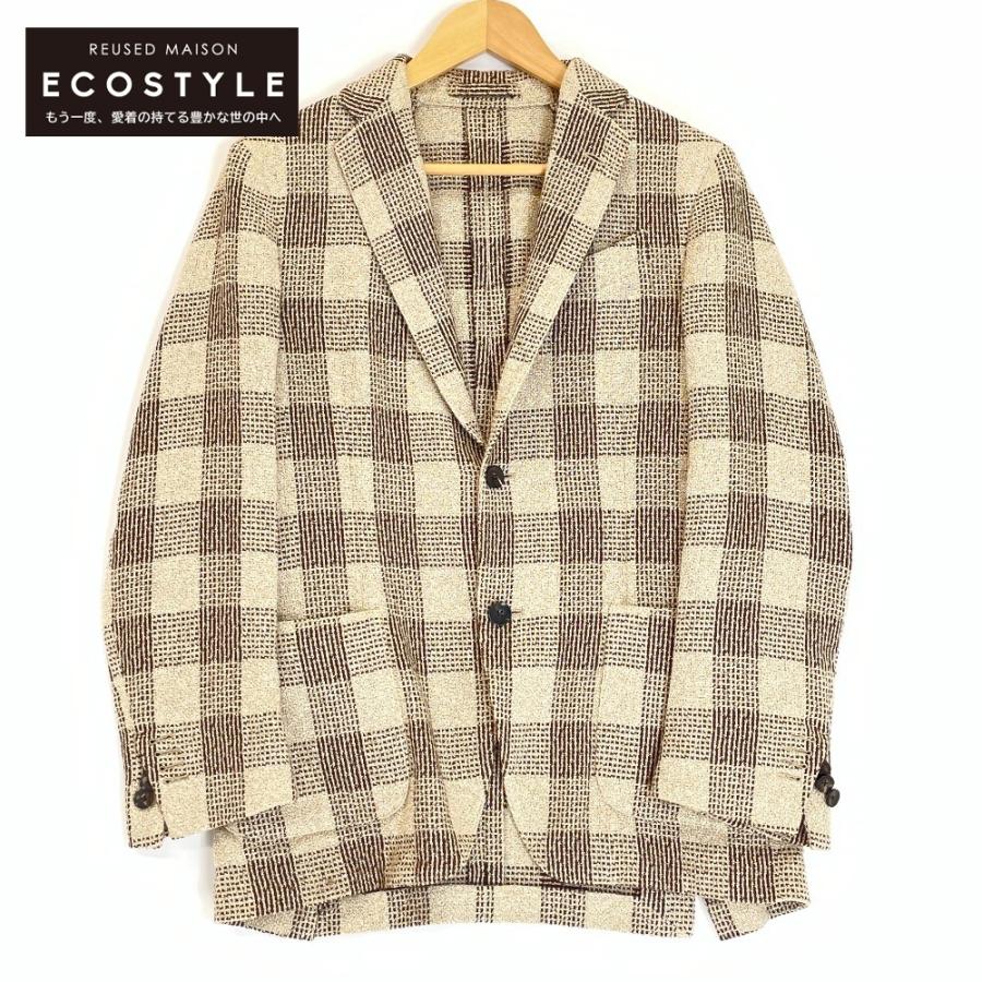 LARDINI ラルディーニ JK253 シルク混 ベージュ チェック テーラード  