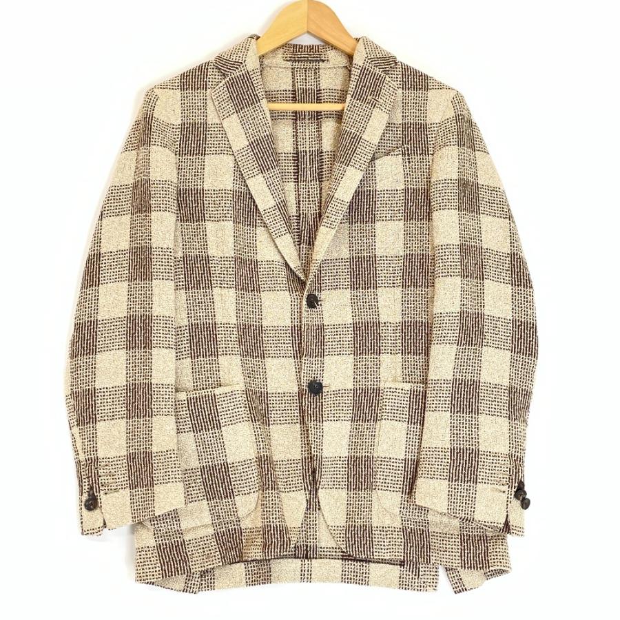 未使用品 LARDINI 三者混 タータンチェック アンコンジャケット M