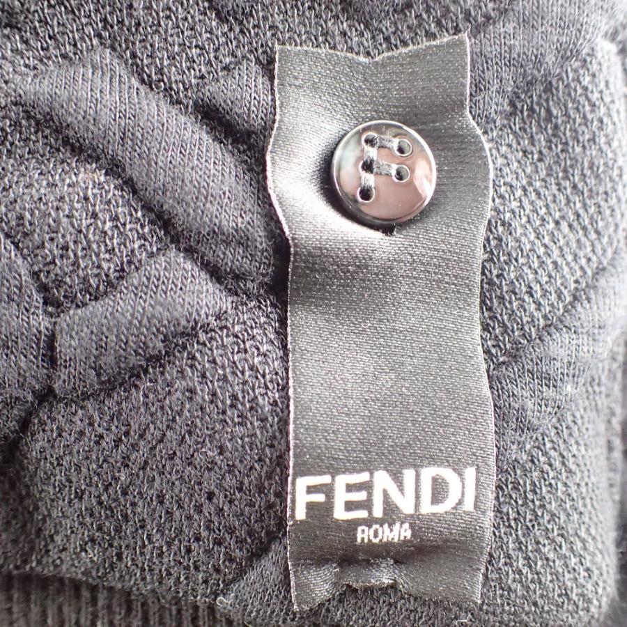 FENDI フェンディ 22年製 FY0984 ブラック ダブルチェーン ジップパーカー ブラック S ジャケット ナイロン メンズ 中古