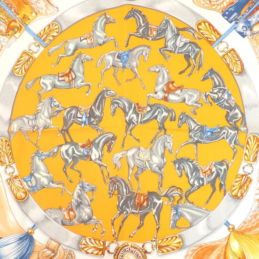 新品同様 HERMES エルメス CAVAL CADES 騎馬行進 カレ90 シルク