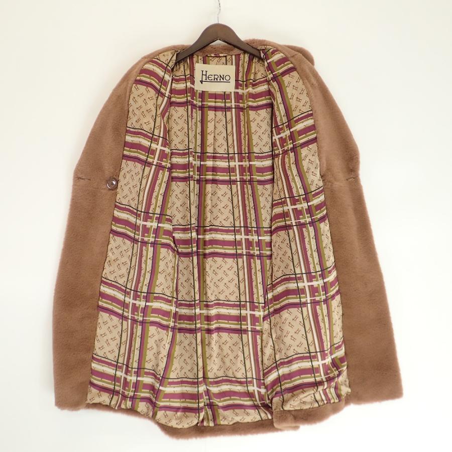 HERNO（ヘルノ） 22AW ダークブラウン フェイクファーダブルコート ブラウン 38 コート ポリエステル レディース 中古 ...