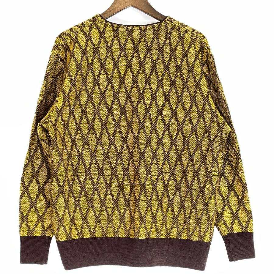 NEEDLES ニードルズ JO263 イエロー V Neck Cardigan Wave Stripe XS 
