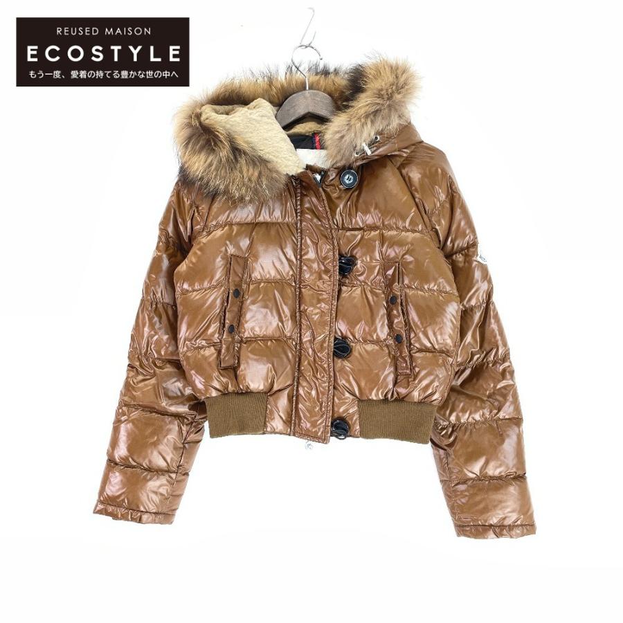MONCLER ブラウン ダウンジャケット ファー付きアルベルタ