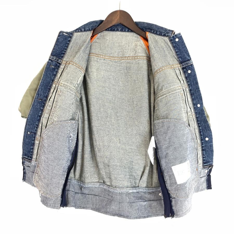 sacai サカイ 22年 インディゴ ナイロン 切替 半袖 デニム sacai サカイ 22年 インディゴ ナイロン 切替 半袖 デニム