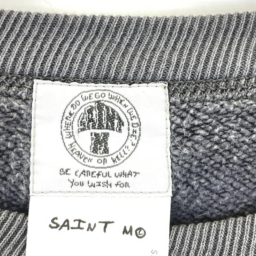 SAINT MICHAEL セントマイケル 21S ネイビー USED加工 アーチロゴ トレーナー グレー XL トップス コットン