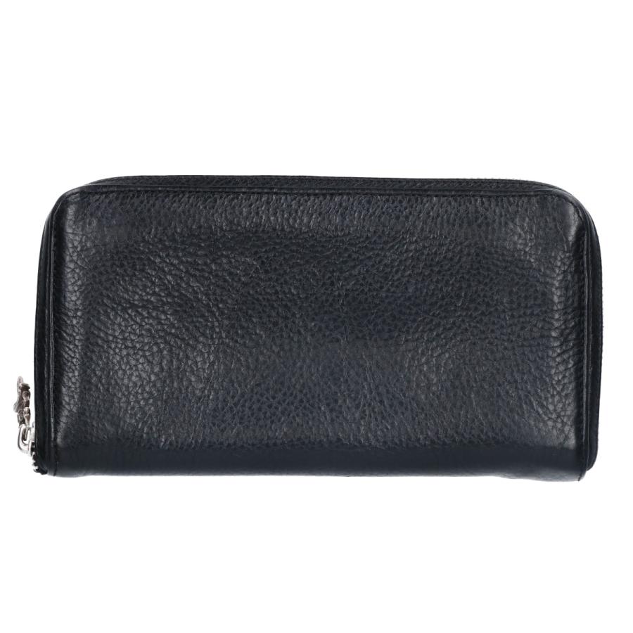 クロムハーツ   REC F ZIP フルゼロピラミッドスタッズ ラウンドジップレザー財布 中古 SJ02 Chrome Hearts クロムハーツ フルゼロピラミッド スタッズ REC F ZIP