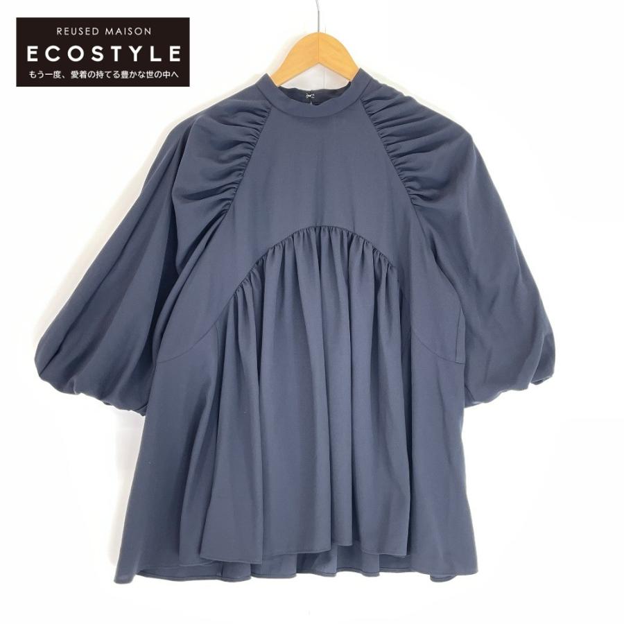 ENFOLD（エンフォルド） 23SS ネイビー GATHER PULLOVER バックジップ 