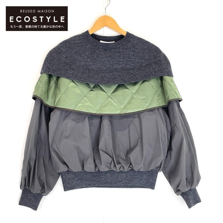 ENFOLD エンフォルド 21AW グレー×グリーン COMBINATION TOPS 異素材  