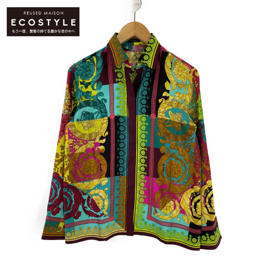 美品/国内正規 Versace ヴェルサーチ A82662 A230933 総柄 シルク 長袖 