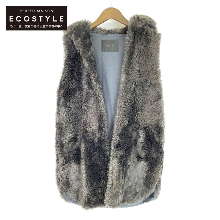 美品/ yori ヨリ YR1725-082AT-3 フェイクファー フーディ ベスト F  