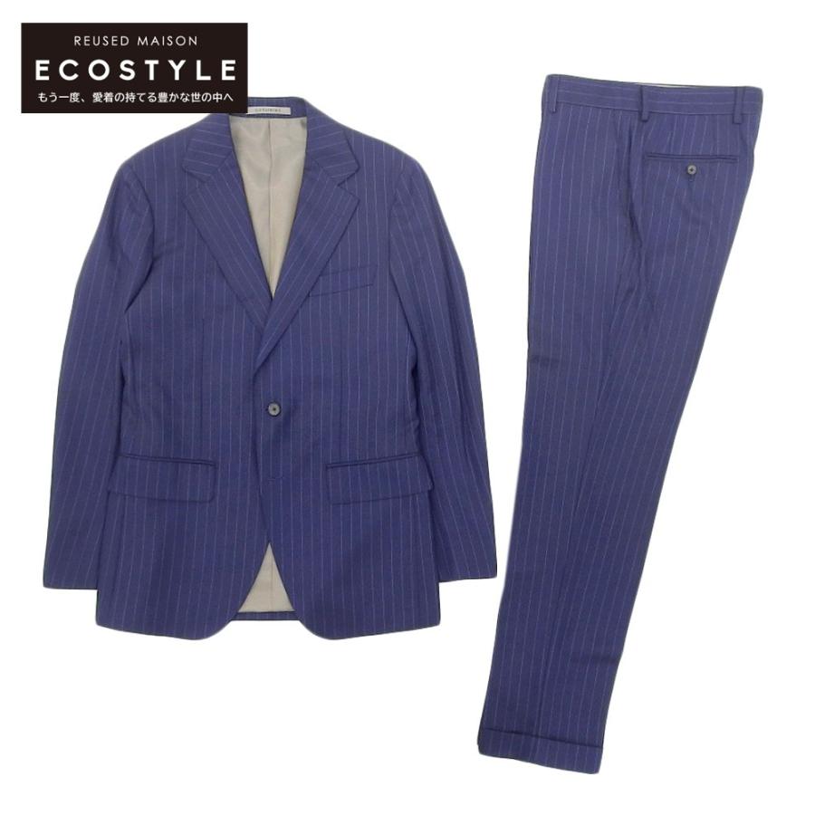 美品 五大陸 gotairiku ドーメル生地 ストライプ サイドベンツスーツ