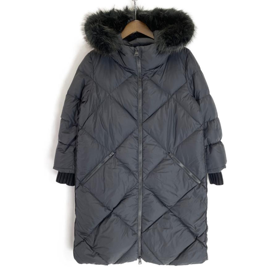 HERNO ヘルノ ネイビー ナイロン キルティング ファー付きダウンコート 42 コート レディース 中古 : ブランドリユースショップ ...