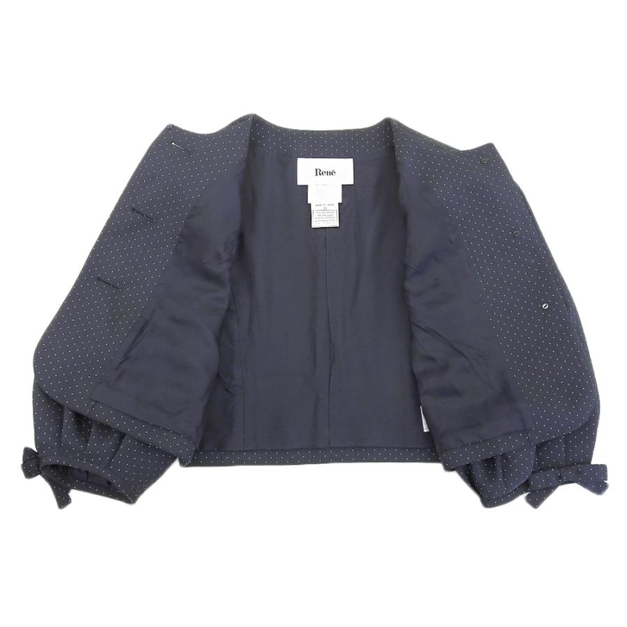 美品 Rene ルネ ポリエステル×コットン ドット柄 パフスリーブ 