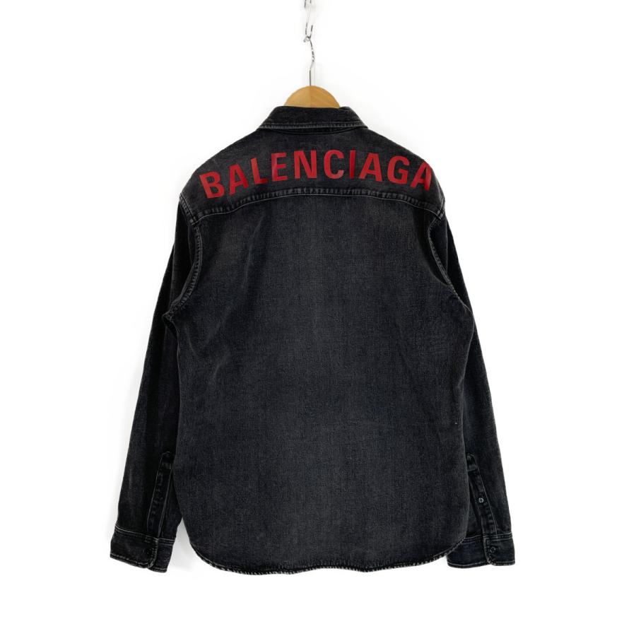 BALENCIAGA バレンシアガ 571365 チャコール バックロゴ デニムシャツ 